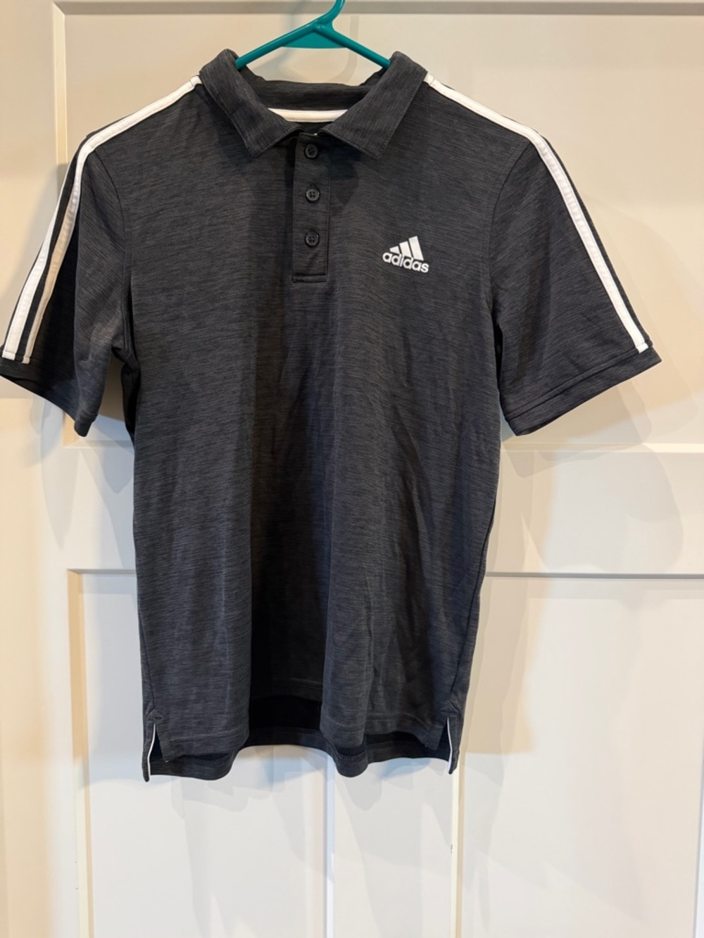Adidas Black Polo with White Stripe Details